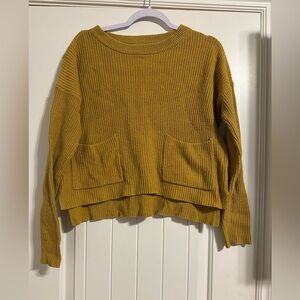 Madewell Mustard Knit Sweater with pockets, size small